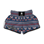 Valentine's Day Knitted Pattern Print Muay Thai Boxing Shorts