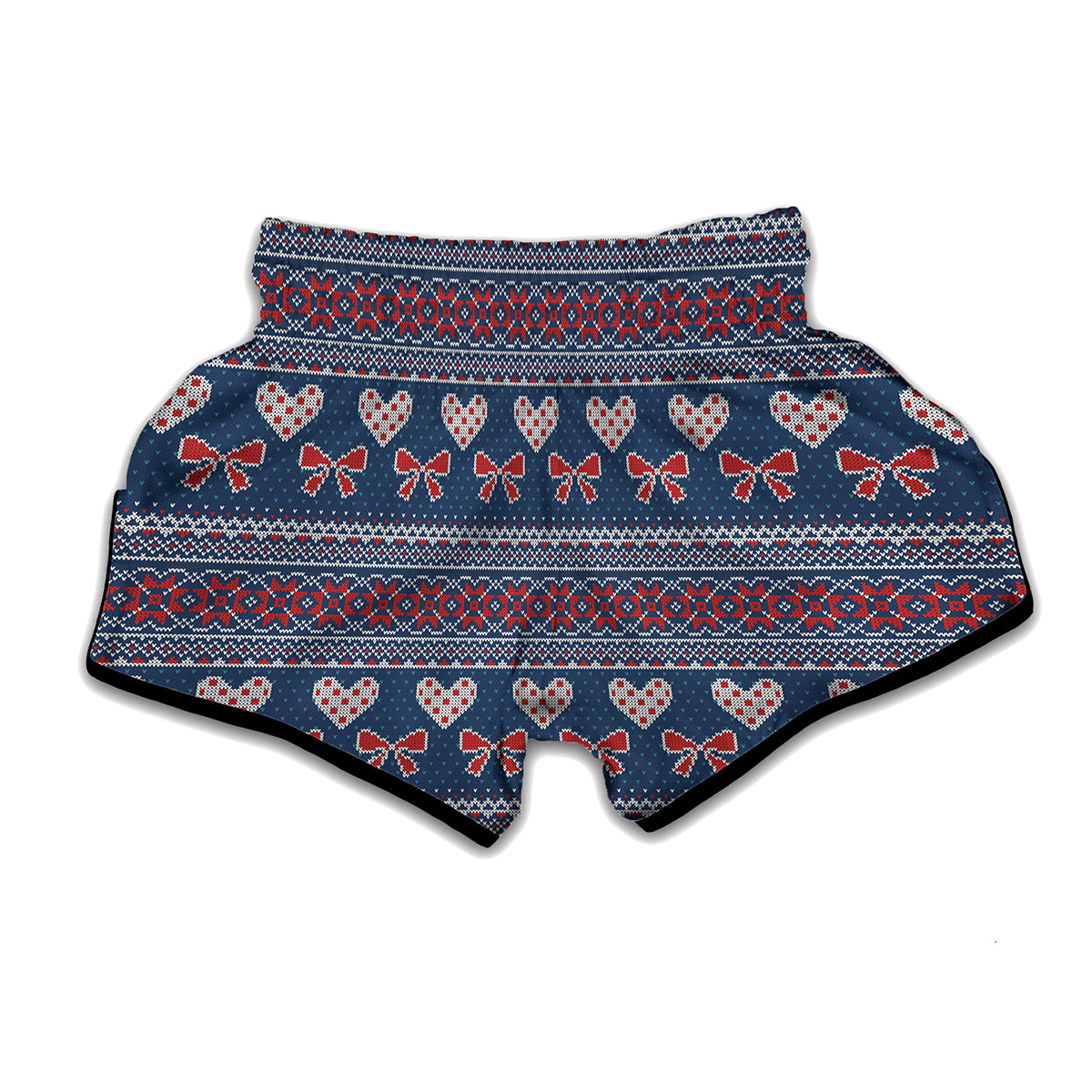 Valentine's Day Knitted Pattern Print Muay Thai Boxing Shorts