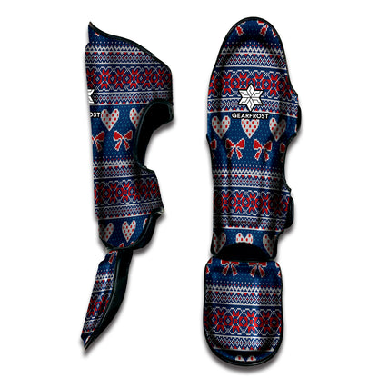 Valentine's Day Knitted Pattern Print Muay Thai Shin Guard