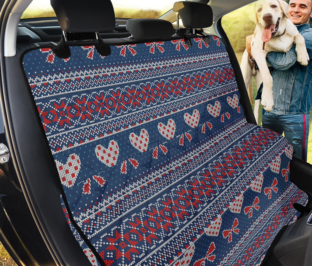 Valentine's Day Knitted Pattern Print Pet Car Back Seat Cover