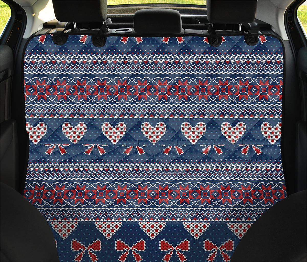 Valentine's Day Knitted Pattern Print Pet Car Back Seat Cover
