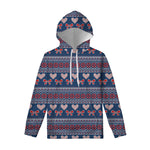 Valentine's Day Knitted Pattern Print Pullover Hoodie