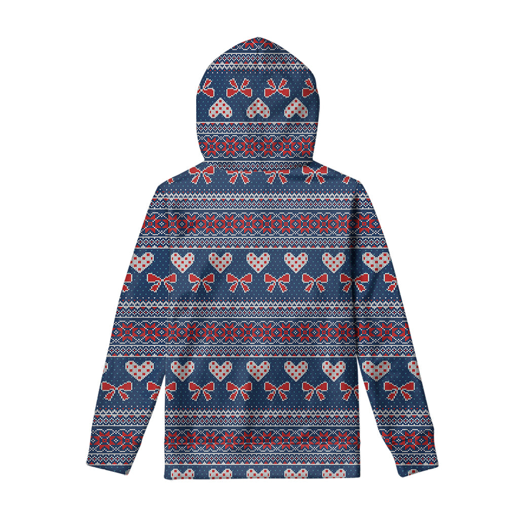 Valentine's Day Knitted Pattern Print Pullover Hoodie