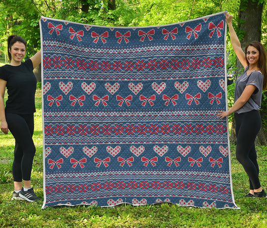 Valentine's Day Knitted Pattern Print Quilt