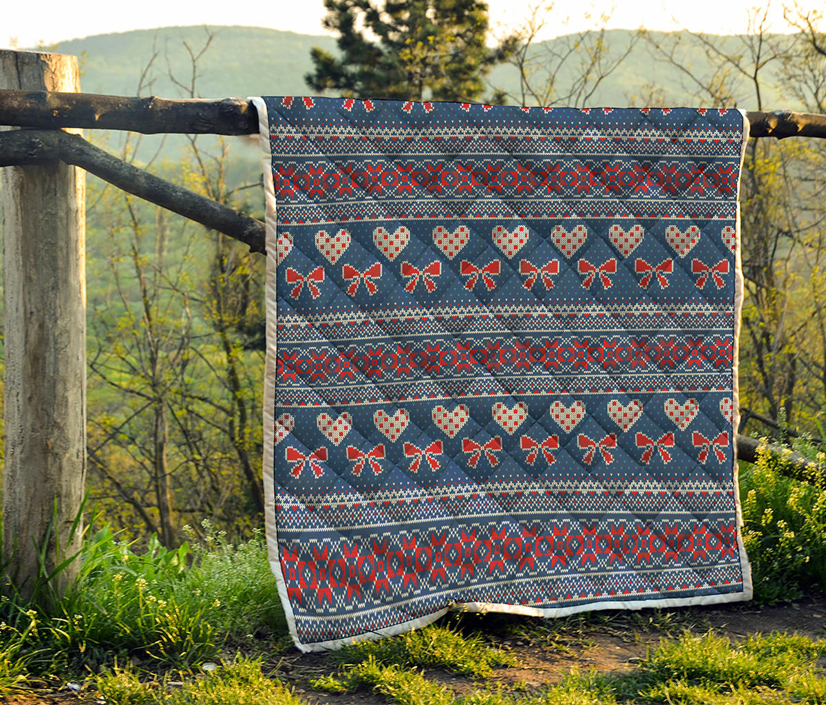 Valentine's Day Knitted Pattern Print Quilt