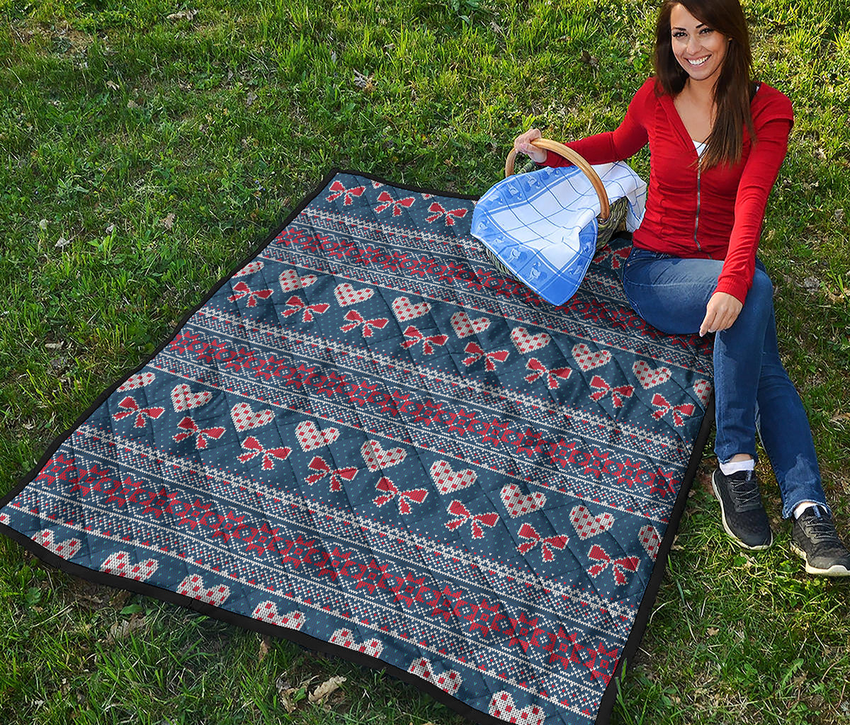 Valentine's Day Knitted Pattern Print Quilt