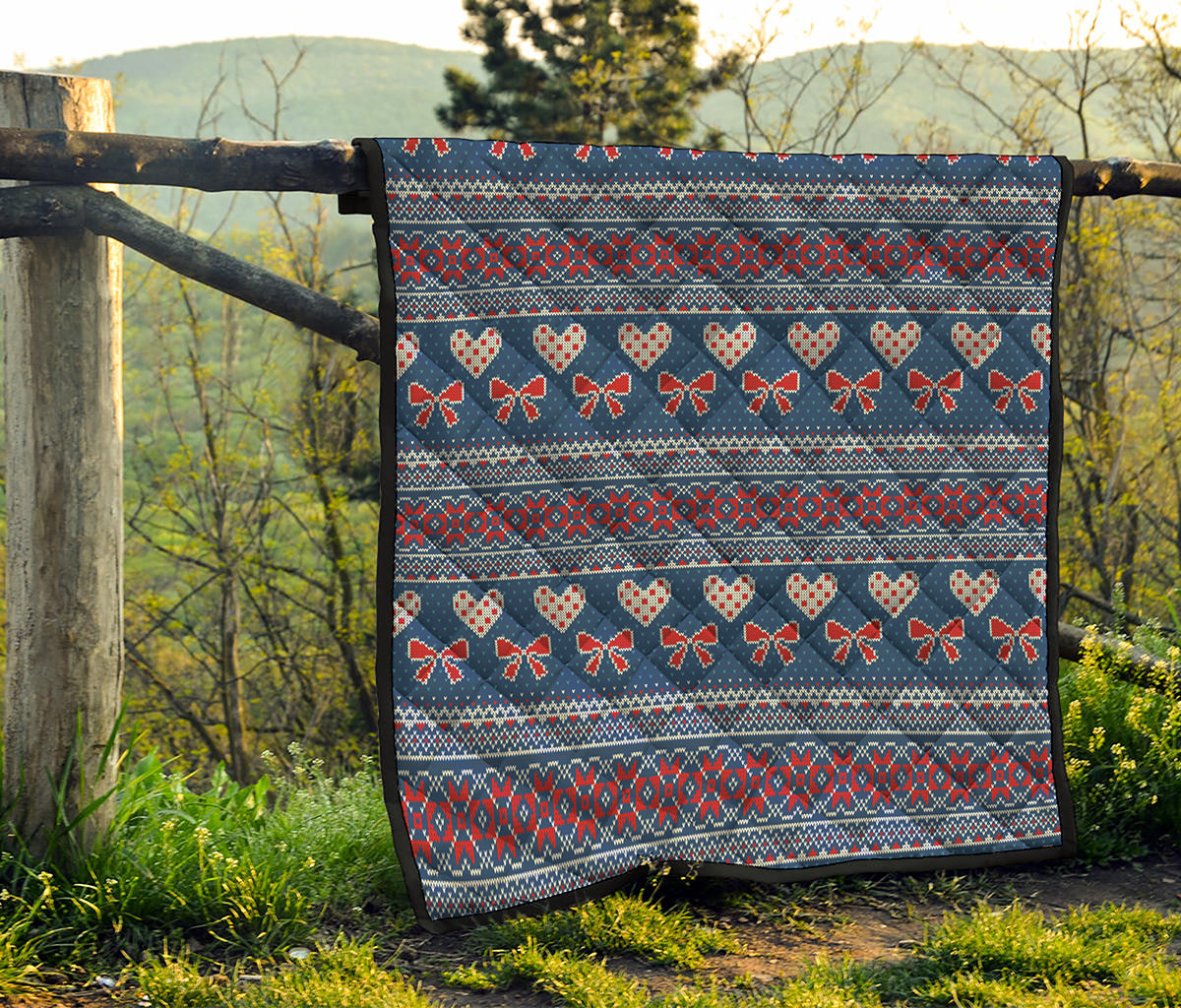Valentine's Day Knitted Pattern Print Quilt