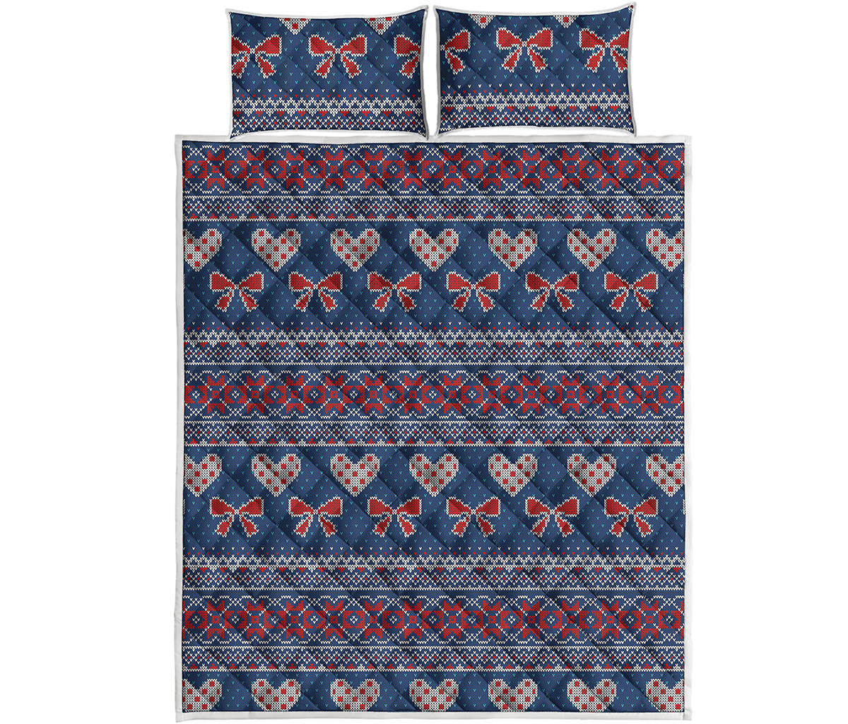 Valentine's Day Knitted Pattern Print Quilt Bed Set