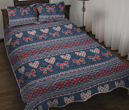 Valentine's Day Knitted Pattern Print Quilt Bed Set