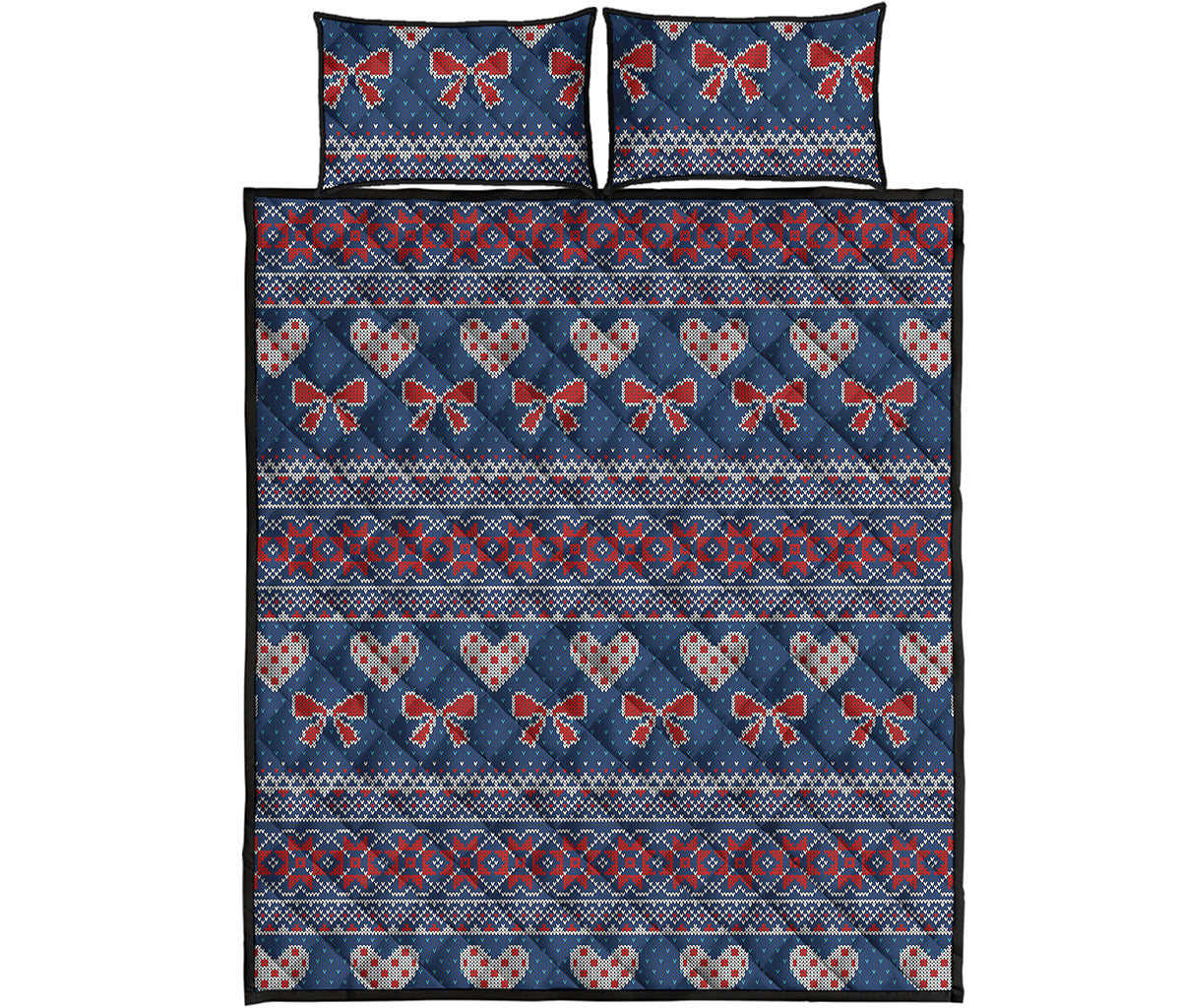 Valentine's Day Knitted Pattern Print Quilt Bed Set