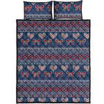 Valentine's Day Knitted Pattern Print Quilt Bed Set