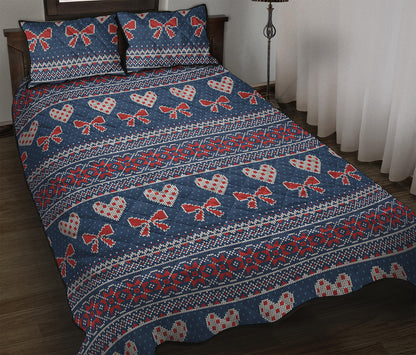 Valentine's Day Knitted Pattern Print Quilt Bed Set