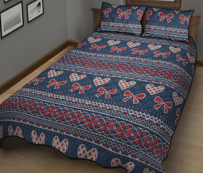 Valentine's Day Knitted Pattern Print Quilt Bed Set