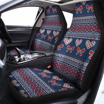 Valentine's Day Knitted Pattern Print Universal Fit Car Seat Covers