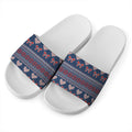 Valentine's Day Knitted Pattern Print White Slide Sandals
