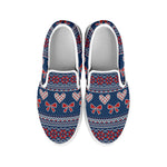 Valentine's Day Knitted Pattern Print White Slip On Shoes