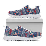 Valentine's Day Knitted Pattern Print White Sneakers