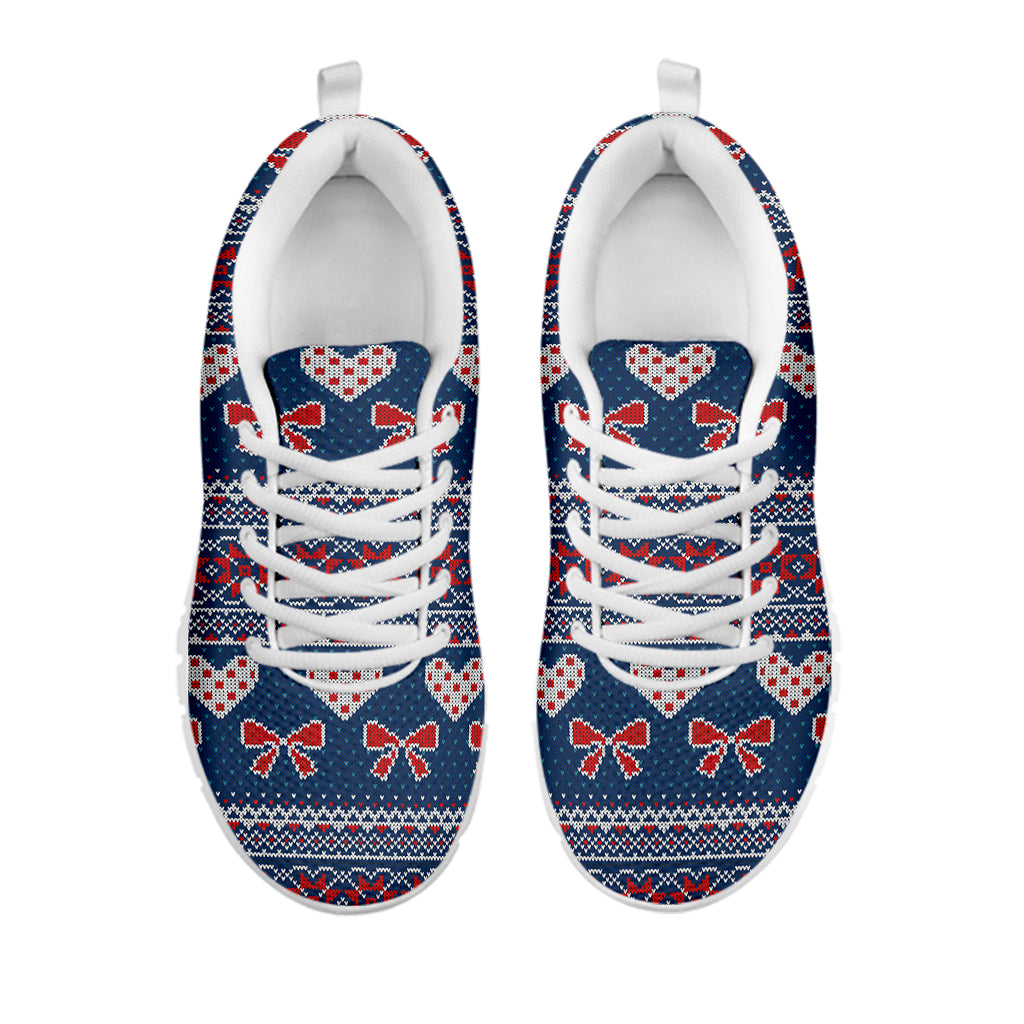 Valentine's Day Knitted Pattern Print White Sneakers