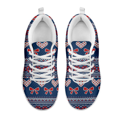 Valentine's Day Knitted Pattern Print White Sneakers