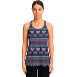 Valentine's Day Knitted Pattern Print Women's Racerback Tank Top