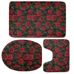 Valentine's Day Rose Pattern Print 3 Piece Bath Mat Set