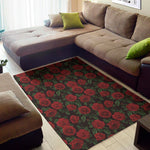 Valentine's Day Rose Pattern Print Area Rug