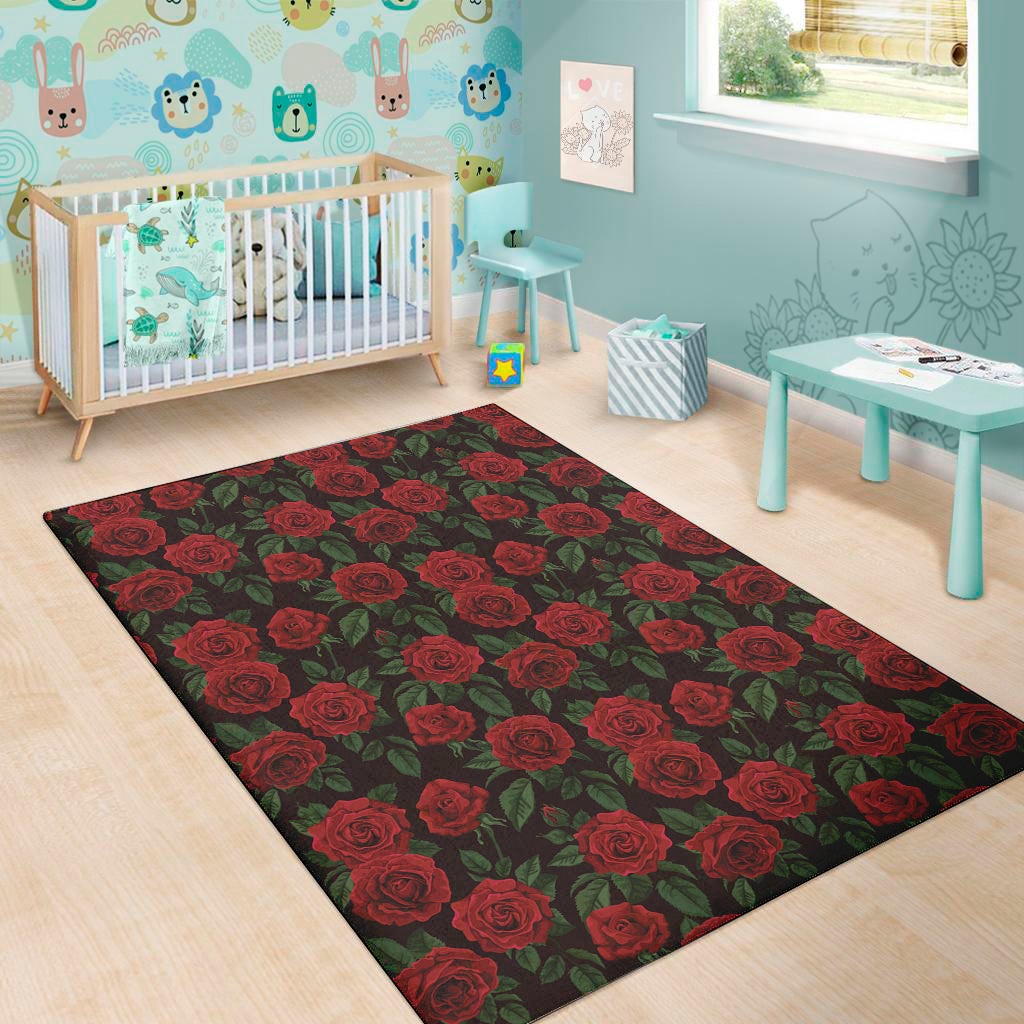 Valentine's Day Rose Pattern Print Area Rug