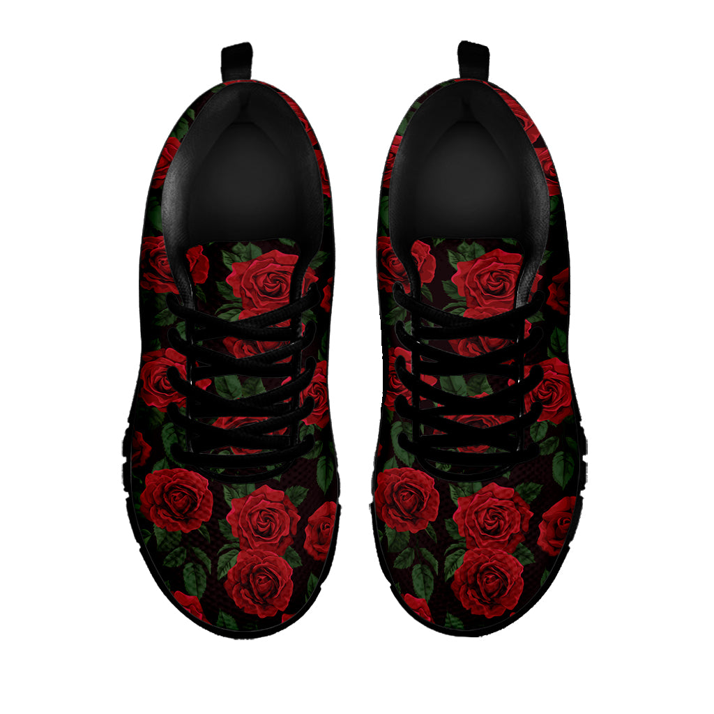 Valentine's Day Rose Pattern Print Black Sneakers
