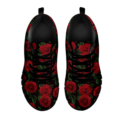 Valentine's Day Rose Pattern Print Black Sneakers