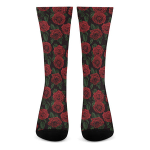 Valentine's Day Rose Pattern Print Crew Socks