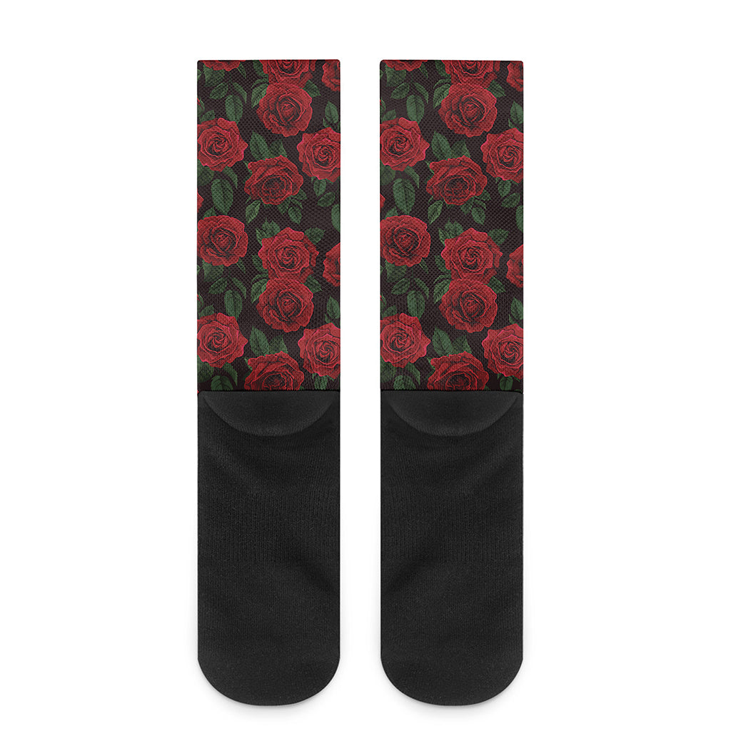Valentine's Day Rose Pattern Print Crew Socks