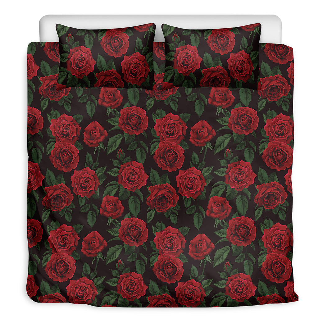 Valentine's Day Rose Pattern Print Duvet Cover Bedding Set