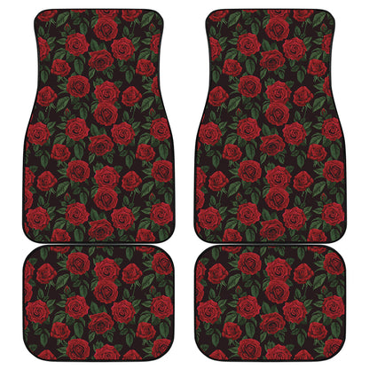 Valentine's Day Rose Pattern Print Front and Back Car Floor Mats