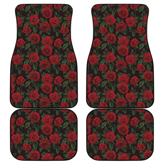 Valentine's Day Rose Pattern Print Front and Back Car Floor Mats