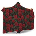 Valentine's Day Rose Pattern Print Hooded Blanket