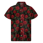 Valentine's Day Rose Pattern Print Men's Short Sleeve Shirt