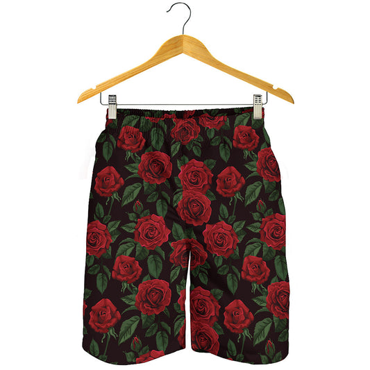 Valentine's Day Rose Pattern Print Men's Shorts