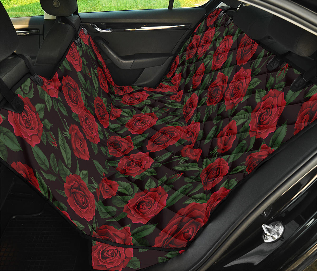 Valentine's Day Rose Pattern Print Pet Car Back Seat Cover