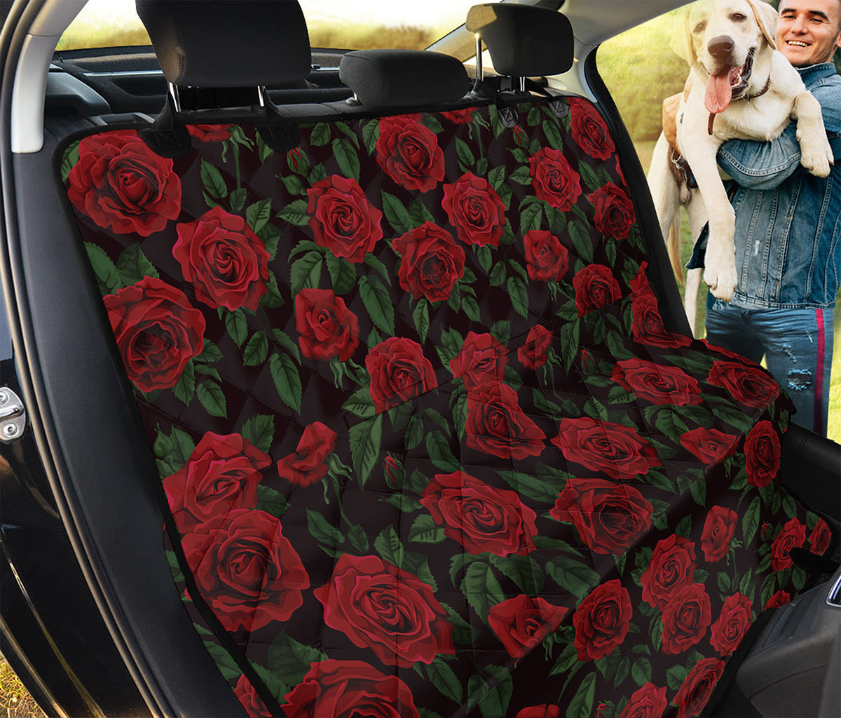 Valentine's Day Rose Pattern Print Pet Car Back Seat Cover