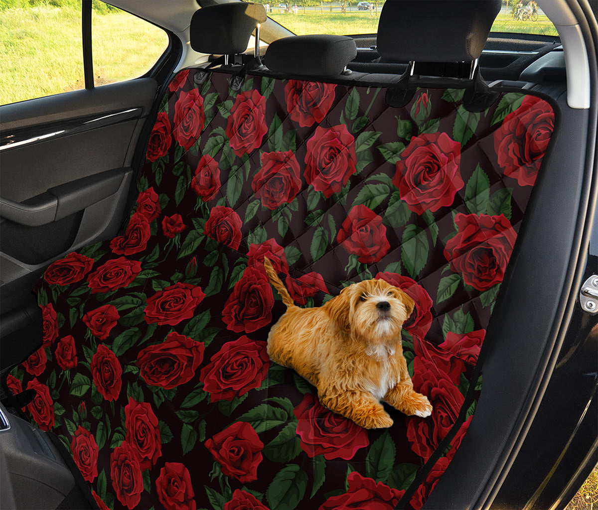 Valentine's Day Rose Pattern Print Pet Car Back Seat Cover