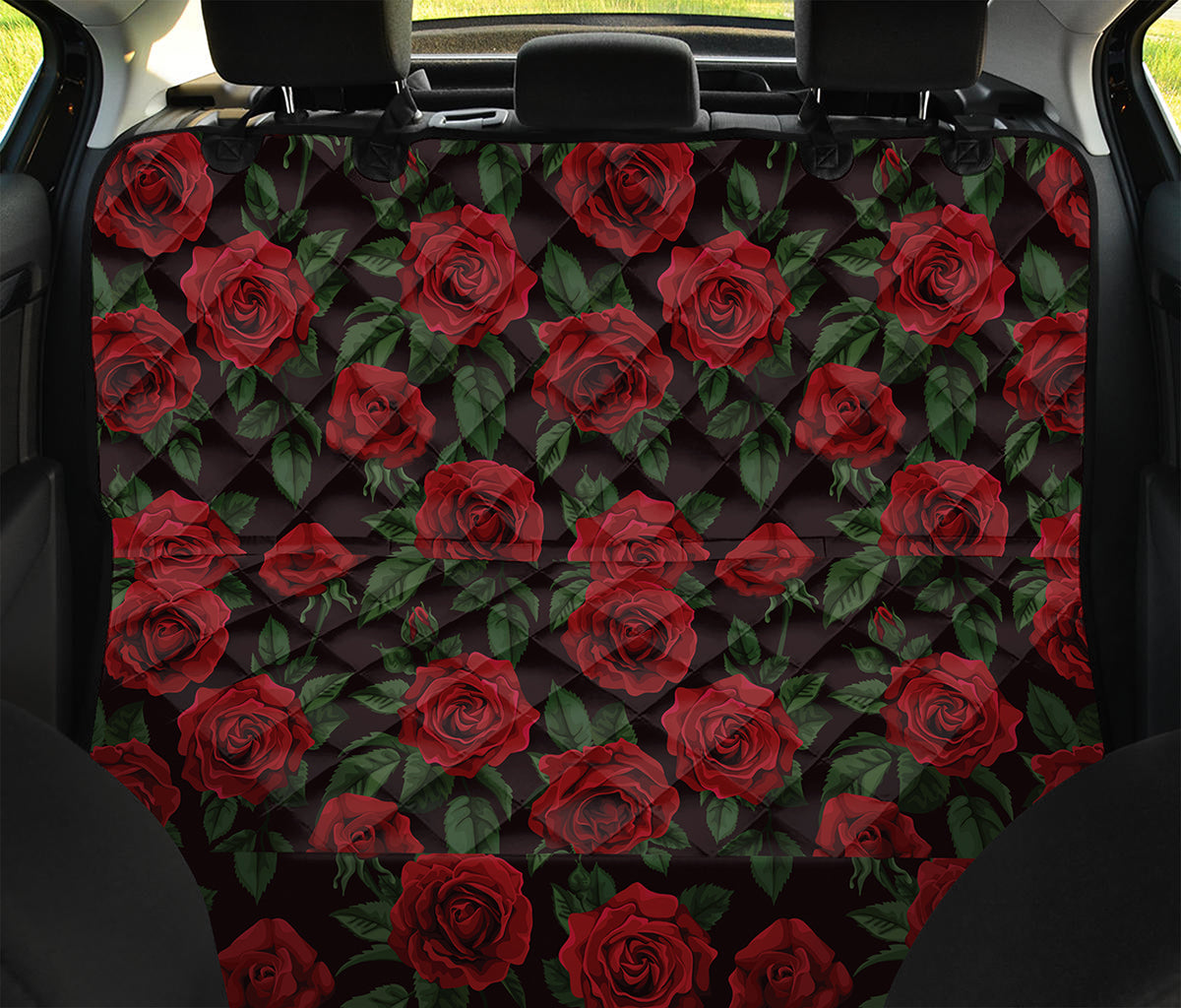 Valentine's Day Rose Pattern Print Pet Car Back Seat Cover