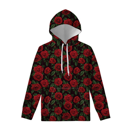 Valentine's Day Rose Pattern Print Pullover Hoodie