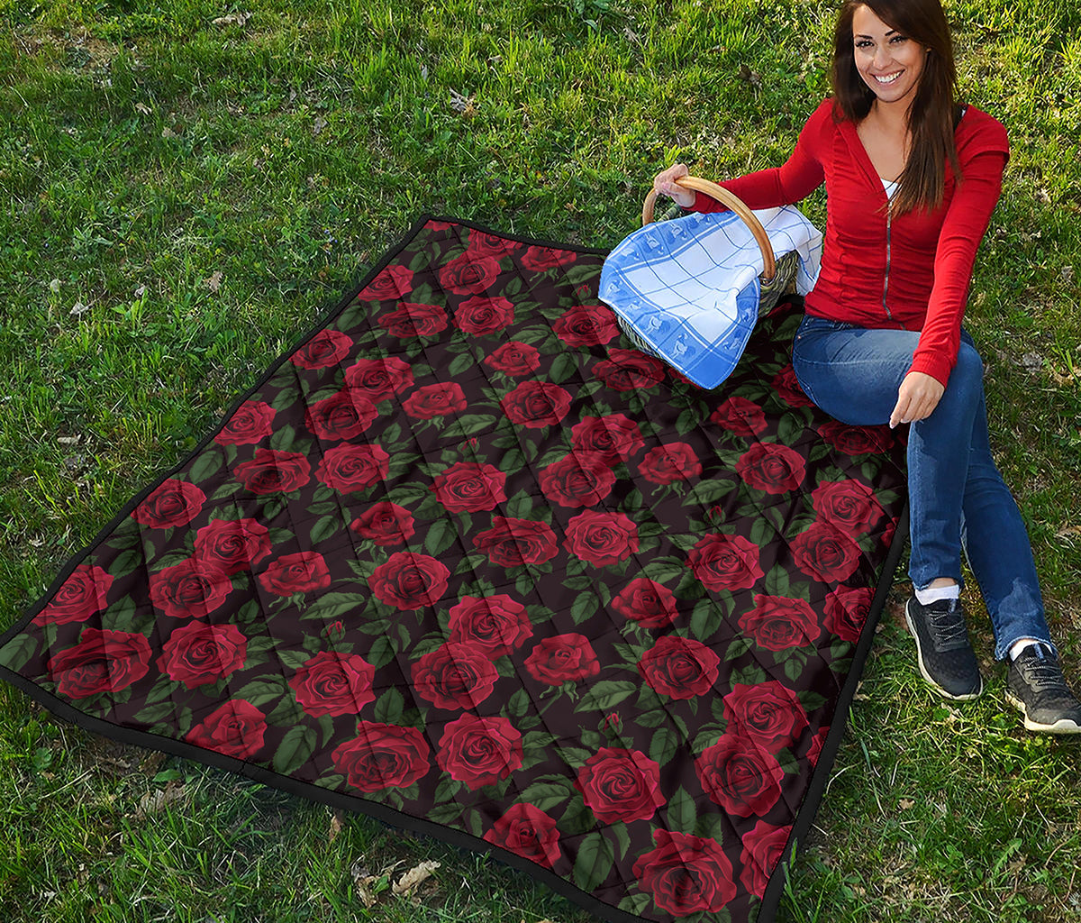 Valentine's Day Rose Pattern Print Quilt