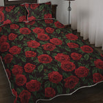 Valentine's Day Rose Pattern Print Quilt Bed Set
