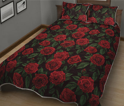 Valentine's Day Rose Pattern Print Quilt Bed Set