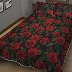 Valentine's Day Rose Pattern Print Quilt Bed Set