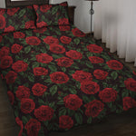 Valentine's Day Rose Pattern Print Quilt Bed Set