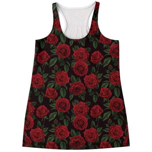 Valentine's Day Rose Pattern Print Women's Racerback Tank Top