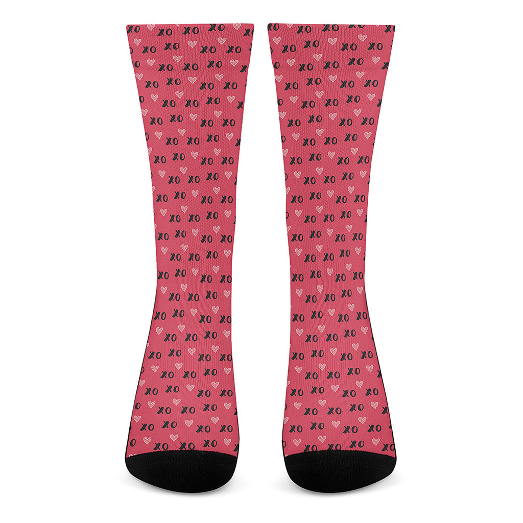 Valentine's Day XOXO Pattern Print Crew Socks
