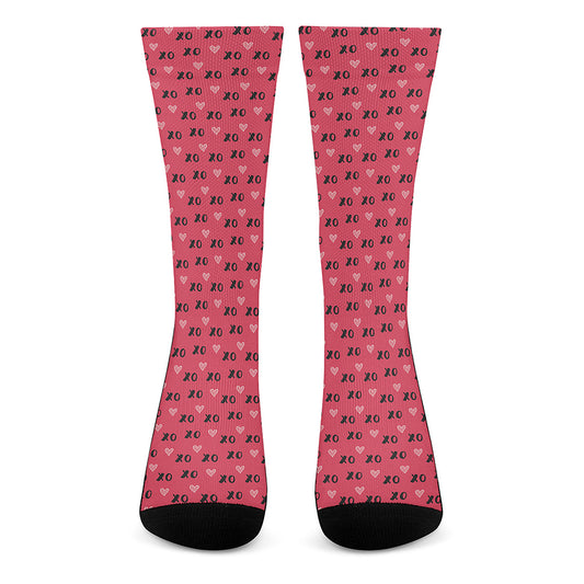 Valentine's Day XOXO Pattern Print Crew Socks